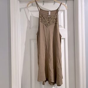 Zenana Women's Brown Lace Flowy Tank Size 1X